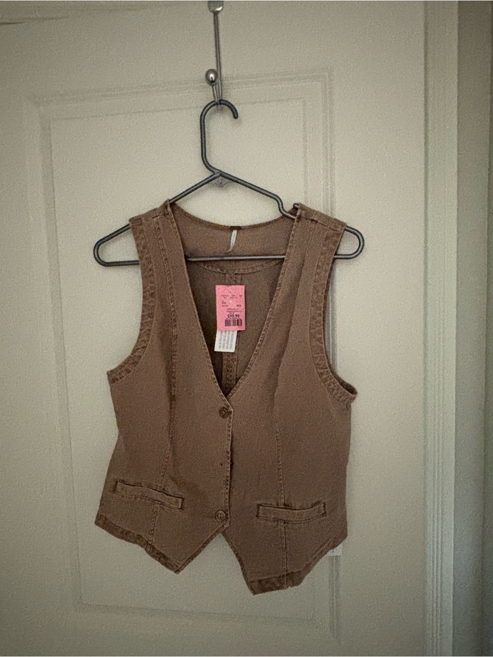 Young Fabulous & Broke Taupe Crop Vest with Patch Pocket